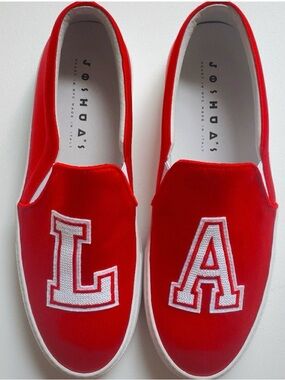 Joshua's Red 'LA' Slip-On Velvet Sneakers